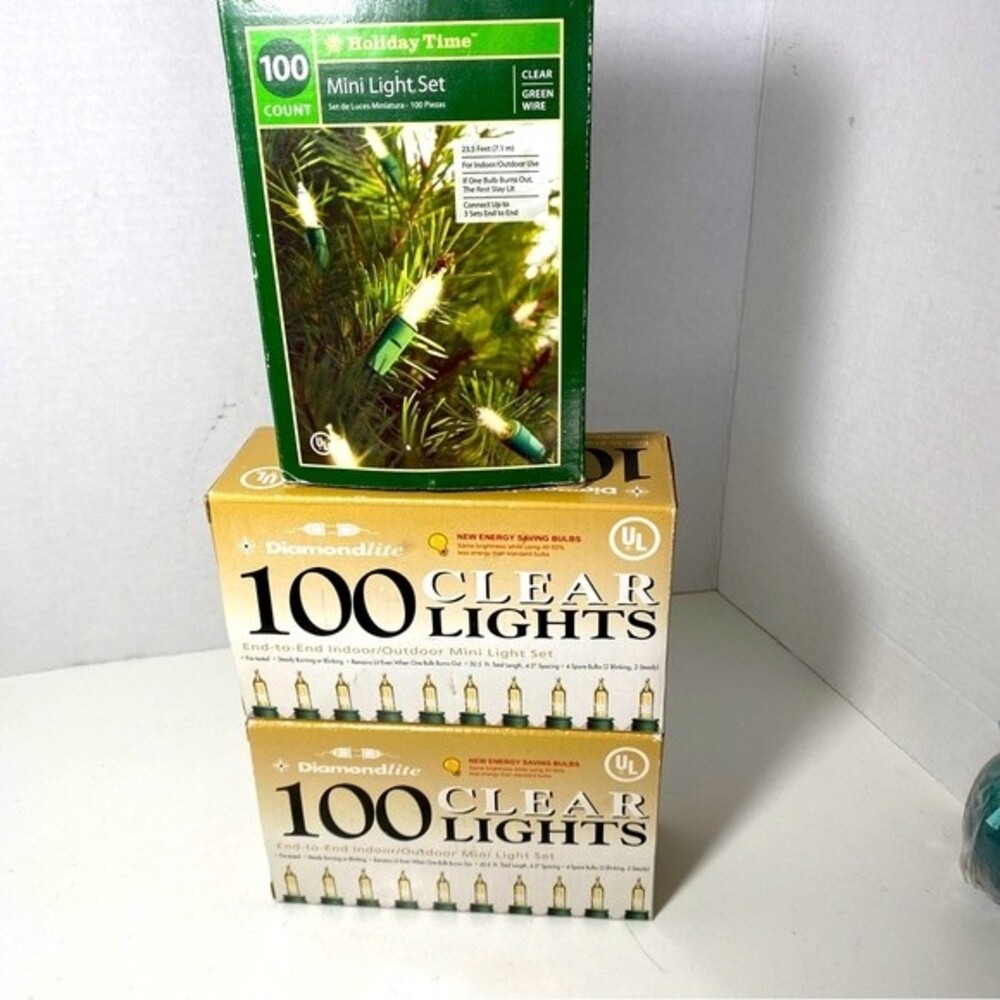 Clear/Mini Lights 100 Count HolidayTime Incandescent Wedding Patio Lot of 3 NEW